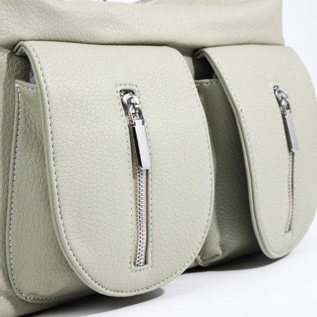 Luggage bag on lightning, 3 external pockets, the color is light green-3