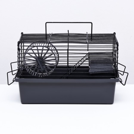 Mini cell for rodents "Pijon" No. 2, equipped, 27 x 15 x 16 cm, gray-9
