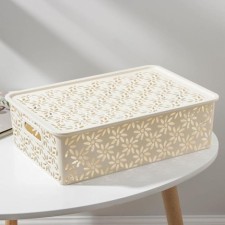 Basket for storage with a lid 