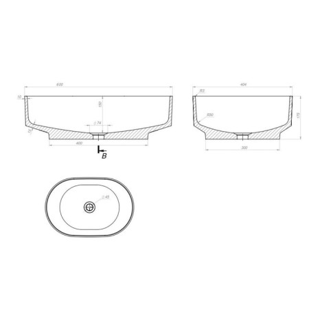 Bath shell Patch Uperwood Aura, 60 cm, oval, white-4