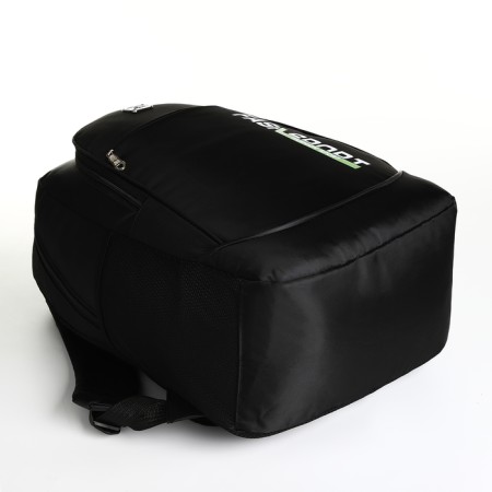 Youth backpack with a zipper, 4 pockets, black/green color-4