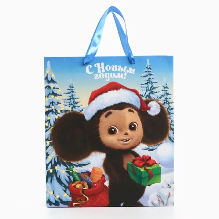 New Year. Gift package, 23x27x11.5 cm, packaging, Cheburashka-2