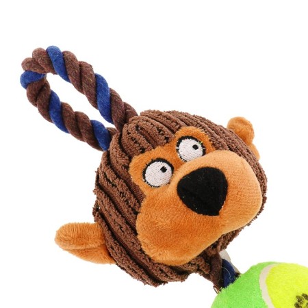 Toy for dogs 3-in-1 "Monkey": cable, soft with a squeak, felt ball, 30 cm-4