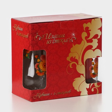 Set of drinking "bouquets", glass, jug 1.7 l + 6 glasses 230 ml, mix-13