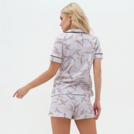Female pajamas (shirt and shorts) Kaftan Birds p. 40-42, gray-2