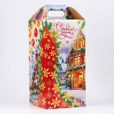 Box Gift New Year Castle New Year's city 16.2 x 37.7 x 16 cm-2