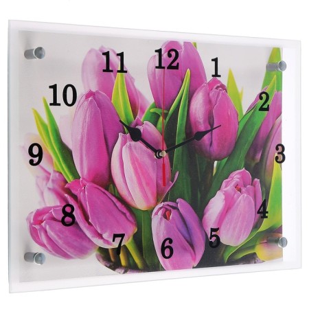 Carty clock is wall-mounted, interior "tulips", silent, 25 x 35 cm-1