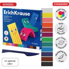 Plasticine 12 colors, 180 g, Erichkrause 