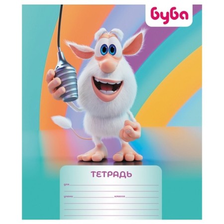 Notebook 12 sheets, into a narrow ruler, "Buba", cover coated cardboard, rounded corners, block 65 g/m2, mix-2