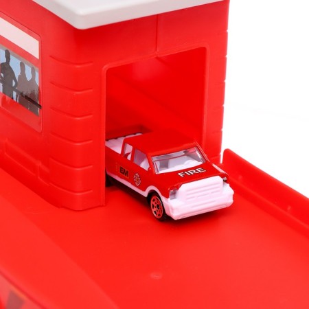 Parking "Fire Station", with metal machines and helicopter-8