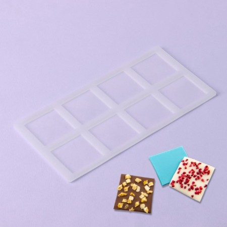 Square chocolate form, silicone, 8 cells, 22.5 × 11 × 0.3 cm, color transparent color