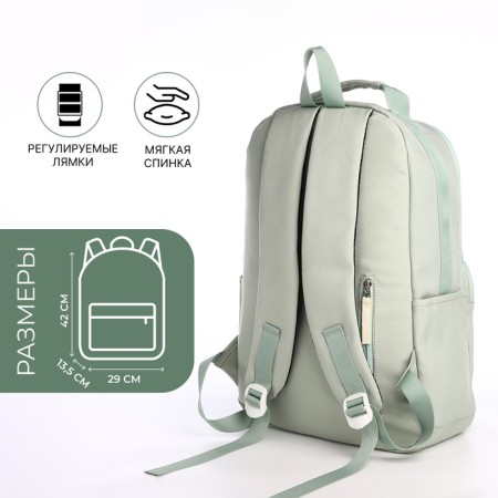 Young backpack from textiles on lightning, 5 pockets, green color-1