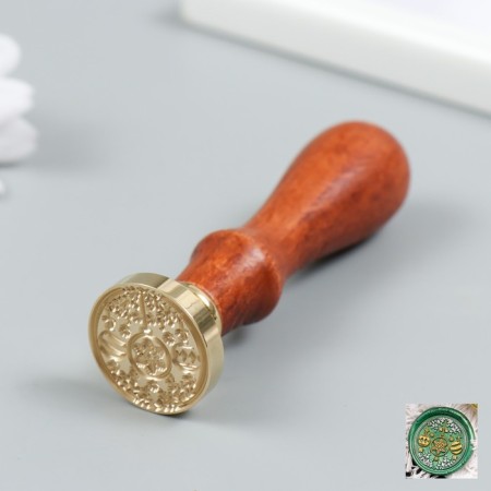 Printing for wax with a wooden handle "Christmas tree decorations" 9x2.5x2.5 cm