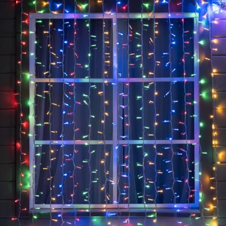 Garland "Curtain" 2 x 3 m, IP65, UMS, white thread rubber, 760 LED, glow of multi, 220 V