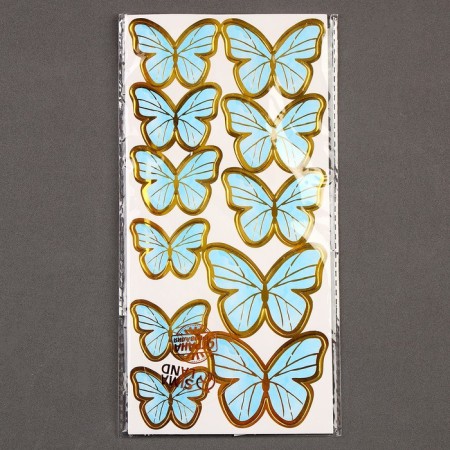 Set for decorating the cake "Butterflies" 11 pcs., Blue color-3