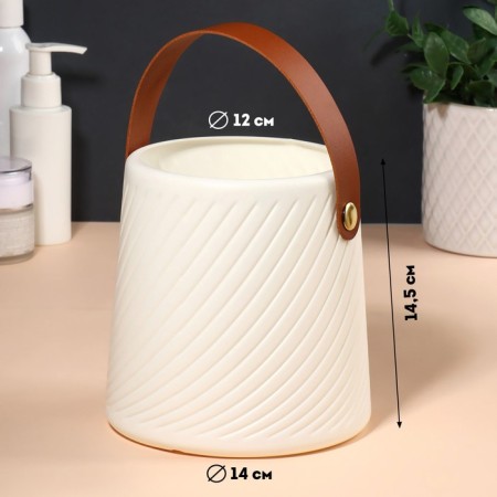 Storage stand, 12.5 × 14.5 × 14.5 cm, white/brown color-1