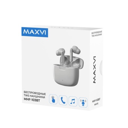 Headphones Maxvi MHF-103BT, vacuum, sensory control, microphone, 35/200 mAh, white-3