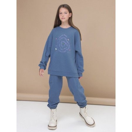 Pants for girls, height 128 cm, dark gray color-5