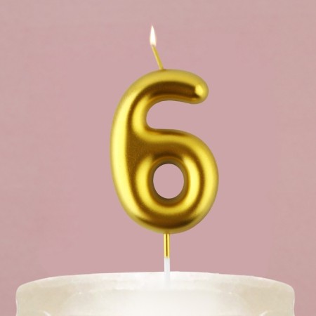 Candle for the cake, number "6", gold, 4 x 10 cm.-5