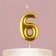 Candle for the cake, number "6", gold, 4 x 10 cm.
