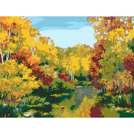 Picture on numbers on a canvas with a subframe "Autumn Pond", 40 x 30 cm-1