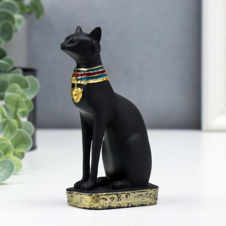 Polystone souvenir "Black Sphinx with gold ears, with patterns" 13x6.5x5 cm