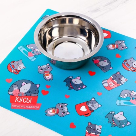A rug for a bowl “Kus! Because I love food! " 43x28 ​​cm-2