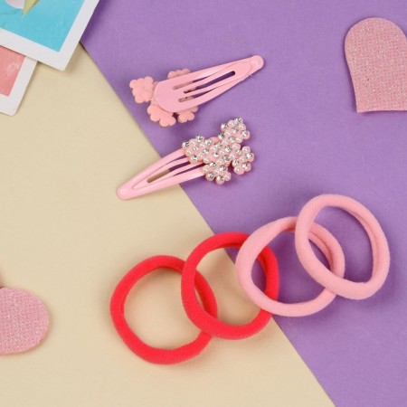 Hair set "Lily" (4 gum 4 cm, 2 invisibility 5 cm) butterflies, pink-2