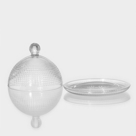 Venice glass dish with a lid, d = 14 cm, h = 10 cm-1