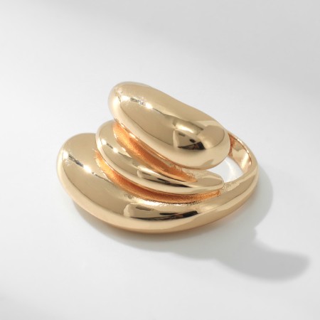 Ring Metal "Trend" triple wave, color gold, size 18-1