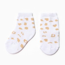 Terry socks for children, white color/leopard, rr 18-20