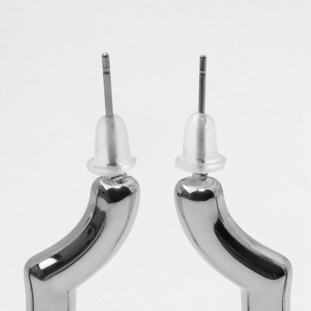 Earrings Plastic "Heart" Drying, Silver Color-2