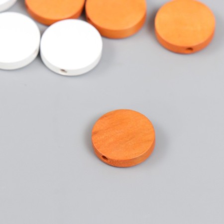 Beads for creativity wood "flat circle" set of 20 pcs white, orange 0.4x1.5x1.5 cm-1