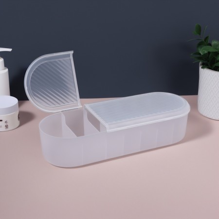 Organizer for storage, with a lid, 7 sections, 28 × 10.5 cm, the color is transparent-5