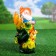 Garden figure "Dwarf with a frog on a log" 25x26x12cm