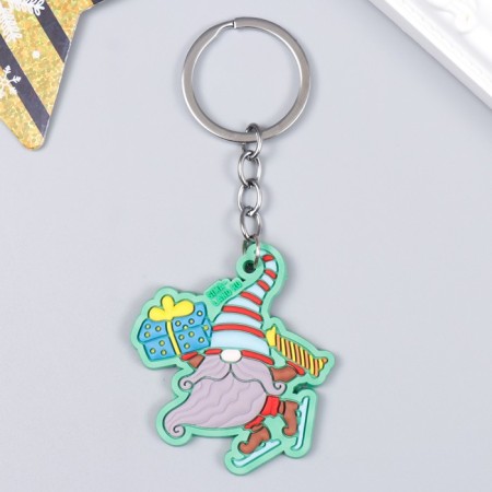 Trick rubber "Gnome with gifts on skates" 5x4.6 cm