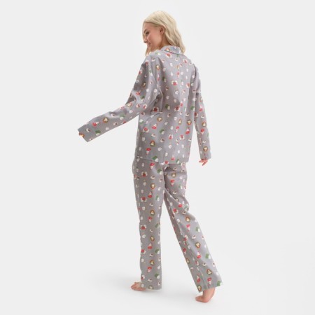 Pajama New Year's Women's kaftan bunny, gray color, size 40-42-2