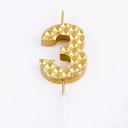 Candle in the cake on the skewer "Sot", the number 3, 7 cm, gold-2