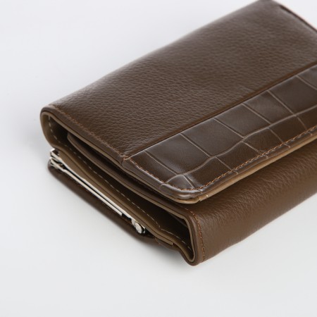 Women's wallet on a magnet, brown color-2