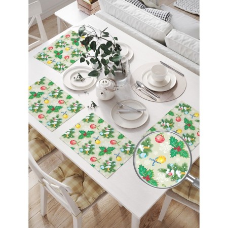 Set of napkins for setting the table "Christmas balls and Christmas star", rectangular, size 32x46 cm, 4 pcs