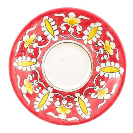 Tea couple Rishtan ceramics "Patterns", 100 ml, (plate 10cm, cup 7.5cm), red-2