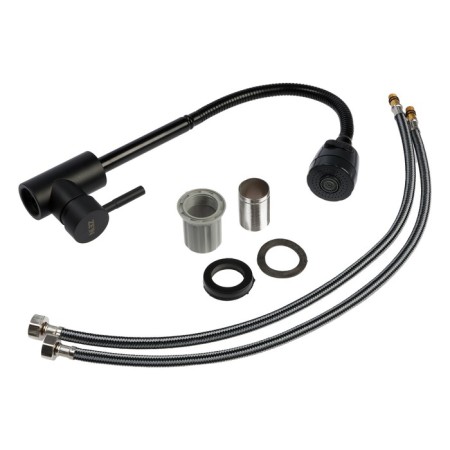 Zein Z2391 kitchen mixer, flexible surge, 40 mm cartridge, stainless steel, black-4