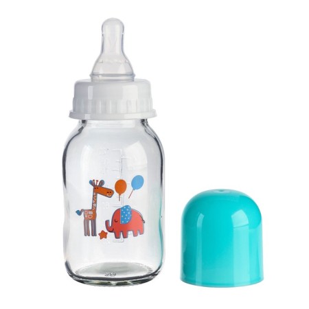 A bottle for feeding, a classic throat, 120 ml., From 0 months, glass, color mix-1