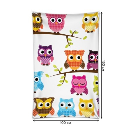Decorative panel with photo printing "Sleepy owls", vertical, size 100x150 cm-1