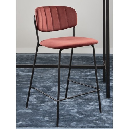 Bar stool Eirill, 560 × 475 × 990 mm, velor, brick color-10