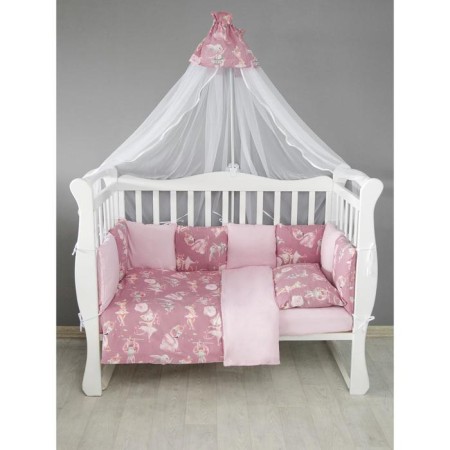 A set in a crib 3 objects Baby Boom, a delicate dance print, pink color-4