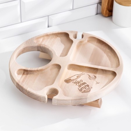 Table - a tray with a menage and folding legs "This is our evening" d = 30x2 cm, birch-3