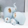 Souvenir Ceramics "Four Elephants" Blue Set 4 pcs 7.5x9.5 17x21 27x22.5 cm