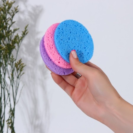 Washing sponge, round, 3 pcs, color mix-1