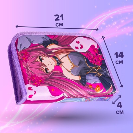 Penal 3 sections, tab inside, 140 x 210 x 40 mm, fabric, calligrata top block "Anime"-8